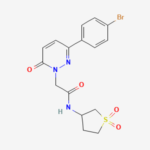 molecular formula C16H16BrN3O4S B10992574 2-(3-(4-bromophenyl)-6-oxopyridazin-1(6H)-yl)-N-(1,1-dioxidotetrahydrothiophen-3-yl)acetamide 