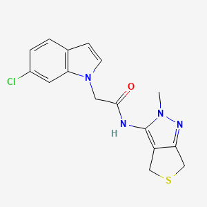 molecular formula C16H15ClN4OS B10992611 2-(6-chloro-1H-indol-1-yl)-N-(2-methyl-2,6-dihydro-4H-thieno[3,4-c]pyrazol-3-yl)acetamide 