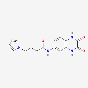 molecular formula C16H16N4O3 B10992620 N-(2,3-Dioxo-1,2,3,4-tetrahydro-6-quinoxalinyl)-4-(1H-pyrrol-1-YL)butanamide 