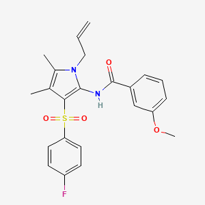 molecular formula C23H23FN2O4S B10992628 N-{3-[(4-fluorophenyl)sulfonyl]-4,5-dimethyl-1-(prop-2-en-1-yl)-1H-pyrrol-2-yl}-3-methoxybenzamide 