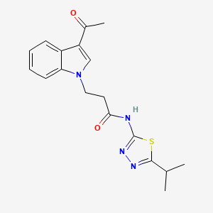 3-(3-acetyl-1H-indol-1-yl)-N-[(2Z)-5-(propan-2-yl)-1,3,4-thiadiazol-2(3H)-ylidene]propanamide