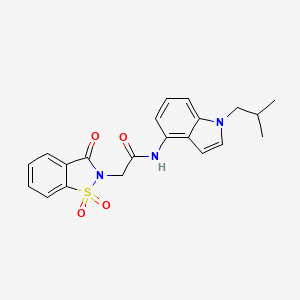 molecular formula C21H21N3O4S B10992714 2-(1,1-dioxido-3-oxo-1,2-benzothiazol-2(3H)-yl)-N-[1-(2-methylpropyl)-1H-indol-4-yl]acetamide 