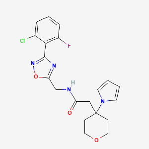 N-{[3-(2-chloro-6-fluorophenyl)-1,2,4-oxadiazol-5-yl]methyl}-2-[4-(1H-pyrrol-1-yl)tetrahydro-2H-pyran-4-yl]acetamide