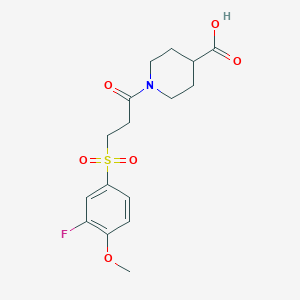 1-{3-[(3-Fluoro-4-methoxyphenyl)sulfonyl]propanoyl}piperidine-4-carboxylic acid