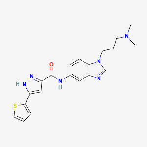 molecular formula C20H22N6OS B10992765 N-{1-[3-(dimethylamino)propyl]-1H-benzimidazol-5-yl}-5-(thiophen-2-yl)-1H-pyrazole-3-carboxamide 