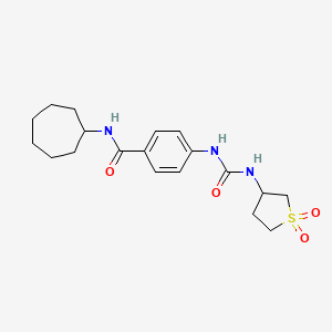 molecular formula C19H27N3O4S B10992785 N-cycloheptyl-4-{[(1,1-dioxidotetrahydrothiophen-3-yl)carbamoyl]amino}benzamide 