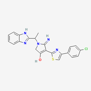 molecular formula C22H18ClN5OS B10992789 1-[1-(1H-benzimidazol-2-yl)ethyl]-4-[4-(4-chlorophenyl)-1,3-thiazol-2-yl]-5-imino-2,5-dihydro-1H-pyrrol-3-ol 