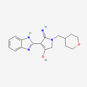 molecular formula C17H20N4O2 B10992795 4-(1H-benzimidazol-2-yl)-5-imino-1-(tetrahydro-2H-pyran-4-ylmethyl)-2,5-dihydro-1H-pyrrol-3-ol 