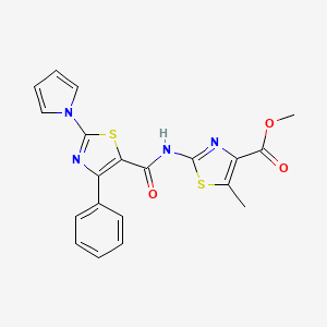 molecular formula C20H16N4O3S2 B10992872 methyl 5-methyl-2-({[4-phenyl-2-(1H-pyrrol-1-yl)-1,3-thiazol-5-yl]carbonyl}amino)-1,3-thiazole-4-carboxylate 