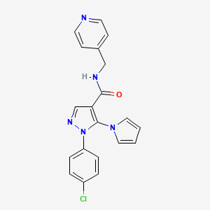 molecular formula C20H16ClN5O B10992924 1-(4-chlorophenyl)-N-(pyridin-4-ylmethyl)-5-(1H-pyrrol-1-yl)-1H-pyrazole-4-carboxamide 