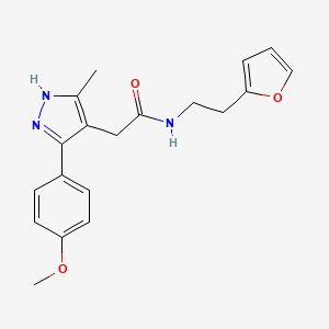 molecular formula C19H21N3O3 B10992937 N-[2-(2-furyl)ethyl]-2-[5-(4-methoxyphenyl)-3-methyl-1H-pyrazol-4-yl]acetamide 