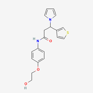 molecular formula C19H20N2O3S B10992973 N-[4-(2-hydroxyethoxy)phenyl]-3-(1H-pyrrol-1-yl)-3-(thiophen-3-yl)propanamide 