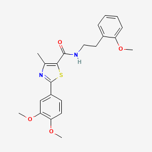 molecular formula C22H24N2O4S B10992983 2-(3,4-dimethoxyphenyl)-N-[2-(2-methoxyphenyl)ethyl]-4-methyl-1,3-thiazole-5-carboxamide 