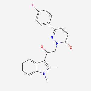 molecular formula C22H18FN3O2 B10993059 2-[2-(1,2-dimethyl-1H-indol-3-yl)-2-oxoethyl]-6-(4-fluorophenyl)pyridazin-3(2H)-one 