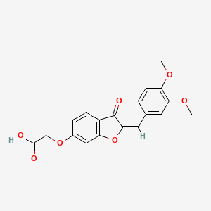 2-({2-[(E)-1-(3,4-Dimethoxyphenyl)methylidene]-3-oxo-2,3-dihydro-1-benzofuran-6-YL}oxy)acetic acid