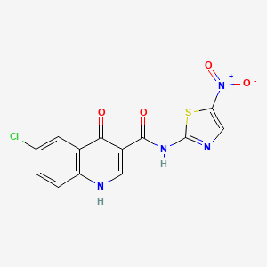 molecular formula C13H7ClN4O4S B10993116 6-chloro-4-hydroxy-N-(5-nitro-1,3-thiazol-2-yl)quinoline-3-carboxamide 