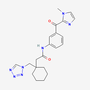 N-{3-[(1-methyl-1H-imidazol-2-yl)carbonyl]phenyl}-2-[1-(1H-tetrazol-1-ylmethyl)cyclohexyl]acetamide