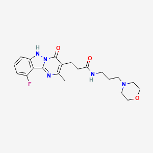 molecular formula C21H26FN5O3 B10993156 3-(10-fluoro-2-methyl-4-oxo-1,4-dihydropyrimido[1,2-b]indazol-3-yl)-N-[3-(morpholin-4-yl)propyl]propanamide 