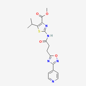 Methyl 5-(propan-2-yl)-2-({3-[3-(pyridin-4-yl)-1,2,4-oxadiazol-5-yl]propanoyl}amino)-1,3-thiazole-4-carboxylate