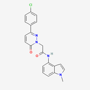 molecular formula C21H17ClN4O2 B10993202 2-[3-(4-chlorophenyl)-6-oxopyridazin-1(6H)-yl]-N-(1-methyl-1H-indol-4-yl)acetamide 