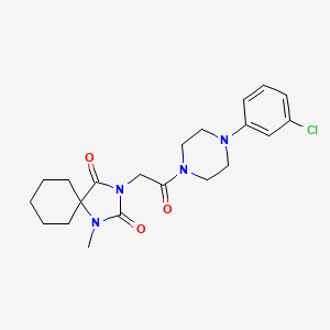 molecular formula C21H27ClN4O3 B10993205 3-{2-[4-(3-Chlorophenyl)piperazin-1-yl]-2-oxoethyl}-1-methyl-1,3-diazaspiro[4.5]decane-2,4-dione 