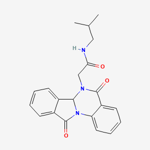 molecular formula C21H21N3O3 B10993241 2-(5,11-dioxo-6a,11-dihydroisoindolo[2,1-a]quinazolin-6(5H)-yl)-N-(2-methylpropyl)acetamide 