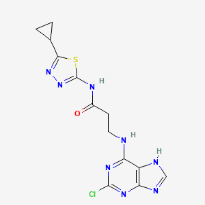 molecular formula C13H13ClN8OS B10993287 N~3~-(2-chloro-7H-purin-6-yl)-N-(5-cyclopropyl-1,3,4-thiadiazol-2-yl)-beta-alaninamide 