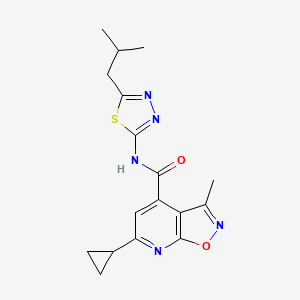 molecular formula C17H19N5O2S B10993307 6-cyclopropyl-3-methyl-N-[(2E)-5-(2-methylpropyl)-1,3,4-thiadiazol-2(3H)-ylidene][1,2]oxazolo[5,4-b]pyridine-4-carboxamide 