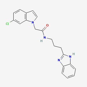 molecular formula C20H19ClN4O B10993316 N-[3-(1H-benzimidazol-2-yl)propyl]-2-(6-chloro-1H-indol-1-yl)acetamide 