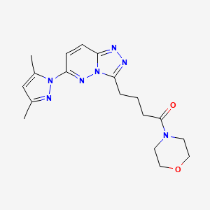 molecular formula C18H23N7O2 B10993411 4-[6-(3,5-dimethyl-1H-pyrazol-1-yl)[1,2,4]triazolo[4,3-b]pyridazin-3-yl]-1-(morpholin-4-yl)butan-1-one 