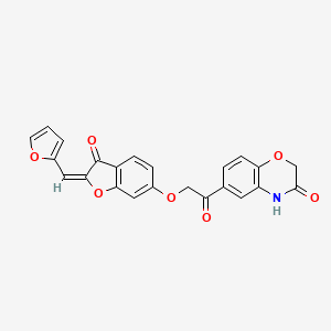 molecular formula C23H15NO7 B10993445 6-({[(2E)-2-(furan-2-ylmethylidene)-3-oxo-2,3-dihydro-1-benzofuran-6-yl]oxy}acetyl)-2H-1,4-benzoxazin-3(4H)-one 