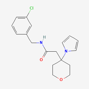 molecular formula C18H21ClN2O2 B10993473 N-(3-chlorobenzyl)-2-[4-(1H-pyrrol-1-yl)tetrahydro-2H-pyran-4-yl]acetamide 