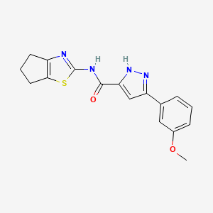 N-(5,6-dihydro-4H-cyclopenta[d][1,3]thiazol-2-yl)-5-(3-methoxyphenyl)-1H-pyrazole-3-carboxamide