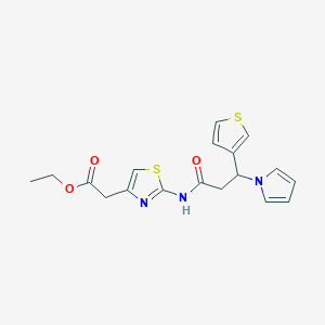 ethyl (2-{[3-(1H-pyrrol-1-yl)-3-(thiophen-3-yl)propanoyl]amino}-1,3-thiazol-4-yl)acetate