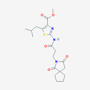 Methyl 2-{[3-(1,3-dioxo-2-azaspiro[4.4]non-2-yl)propanoyl]amino}-5-(2-methylpropyl)-1,3-thiazole-4-carboxylate