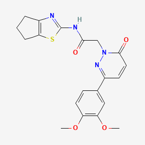 molecular formula C20H20N4O4S B10993536 2-[3-(3,4-dimethoxyphenyl)-6-oxopyridazin-1(6H)-yl]-N-[(2Z)-3,4,5,6-tetrahydro-2H-cyclopenta[d][1,3]thiazol-2-ylidene]acetamide 