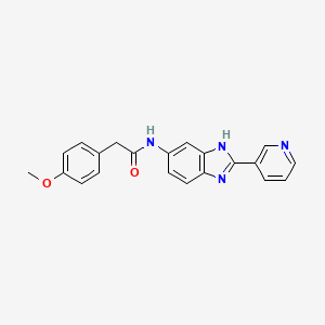 molecular formula C21H18N4O2 B10993542 2-(4-methoxyphenyl)-N-[2-(pyridin-3-yl)-1H-benzimidazol-5-yl]acetamide 