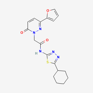 molecular formula C18H19N5O3S B10993552 N-(5-cyclohexyl-1,3,4-thiadiazol-2-yl)-2-(3-(furan-2-yl)-6-oxopyridazin-1(6H)-yl)acetamide 