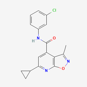 molecular formula C17H14ClN3O2 B10993572 N-(3-chlorophenyl)-6-cyclopropyl-3-methyl[1,2]oxazolo[5,4-b]pyridine-4-carboxamide 