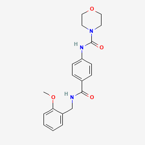 molecular formula C20H23N3O4 B10993600 N-{4-[(2-methoxybenzyl)carbamoyl]phenyl}morpholine-4-carboxamide 