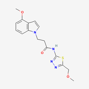 3-(4-methoxy-1H-indol-1-yl)-N-[(2Z)-5-(methoxymethyl)-1,3,4-thiadiazol-2(3H)-ylidene]propanamide