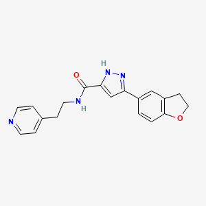 molecular formula C19H18N4O2 B10993633 5-(2,3-dihydro-1-benzofuran-5-yl)-N-[2-(pyridin-4-yl)ethyl]-1H-pyrazole-3-carboxamide 