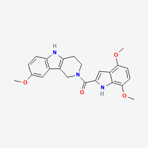 molecular formula C23H23N3O4 B10993649 (4,7-dimethoxy-1H-indol-2-yl)(8-methoxy-1,3,4,5-tetrahydro-2H-pyrido[4,3-b]indol-2-yl)methanone 