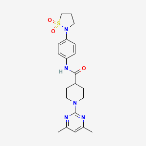 molecular formula C21H27N5O3S B10993654 1-(4,6-dimethylpyrimidin-2-yl)-N-[4-(1,1-dioxido-1,2-thiazolidin-2-yl)phenyl]piperidine-4-carboxamide 