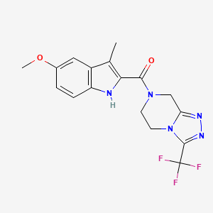 molecular formula C17H16F3N5O2 B10993708 (5-methoxy-3-methyl-1H-indol-2-yl)[3-(trifluoromethyl)-5,6-dihydro[1,2,4]triazolo[4,3-a]pyrazin-7(8H)-yl]methanone 