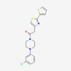 molecular formula C19H18ClN3OS2 B10993734 1-[4-(3-Chlorophenyl)piperazin-1-yl]-2-[2-(thiophen-2-yl)-1,3-thiazol-4-yl]ethanone 