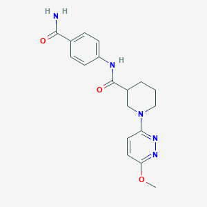 molecular formula C18H21N5O3 B10993739 N-(4-carbamoylphenyl)-1-(6-methoxypyridazin-3-yl)piperidine-3-carboxamide 