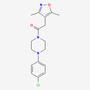 molecular formula C17H20ClN3O2 B10993932 1-[4-(4-Chlorophenyl)piperazin-1-yl]-2-(3,5-dimethyl-1,2-oxazol-4-yl)ethanone 