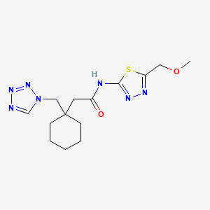 molecular formula C14H21N7O2S B10993978 N-[(2E)-5-(methoxymethyl)-1,3,4-thiadiazol-2(3H)-ylidene]-2-[1-(1H-tetrazol-1-ylmethyl)cyclohexyl]acetamide 