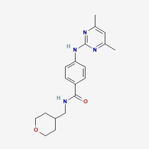 molecular formula C19H24N4O2 B10993986 4-[(4,6-dimethylpyrimidin-2-yl)amino]-N-(tetrahydro-2H-pyran-4-ylmethyl)benzamide 